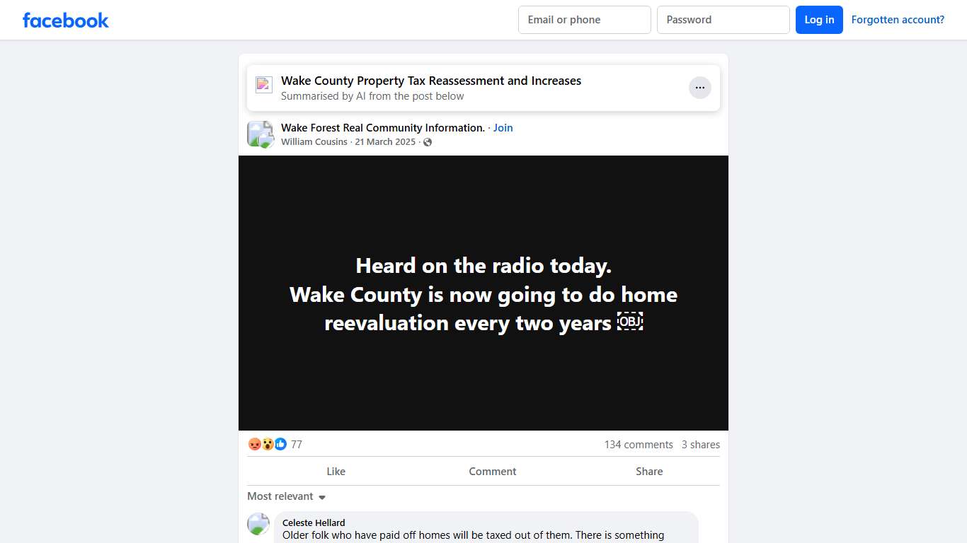 Wake Forest Real Community Information. Heard on the radio today Facebook